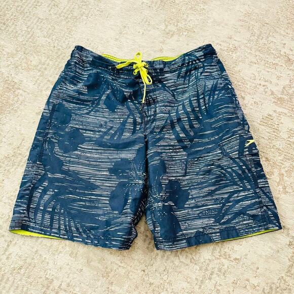 Speedo Swim Trunks Board Shorts Men's Medium Blue Green Lined - Picture 1 of 9